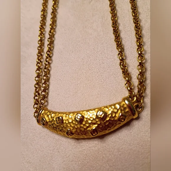Givenchy Vintage G Logos Two Chain Necklace